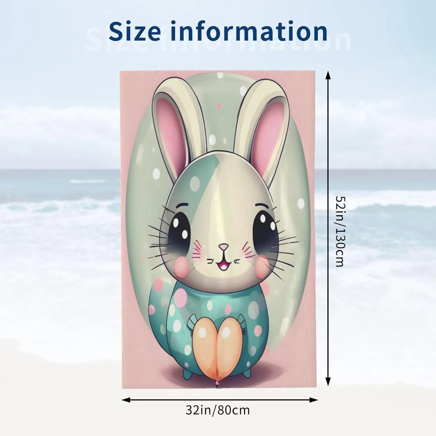 EkcoS Pink Cartoon Bunny Microfiber Absorbent Bath Towel,Soft and Absorbent, Towels for Bathroom, Gym, Hotel, and Spa (32x52inches)