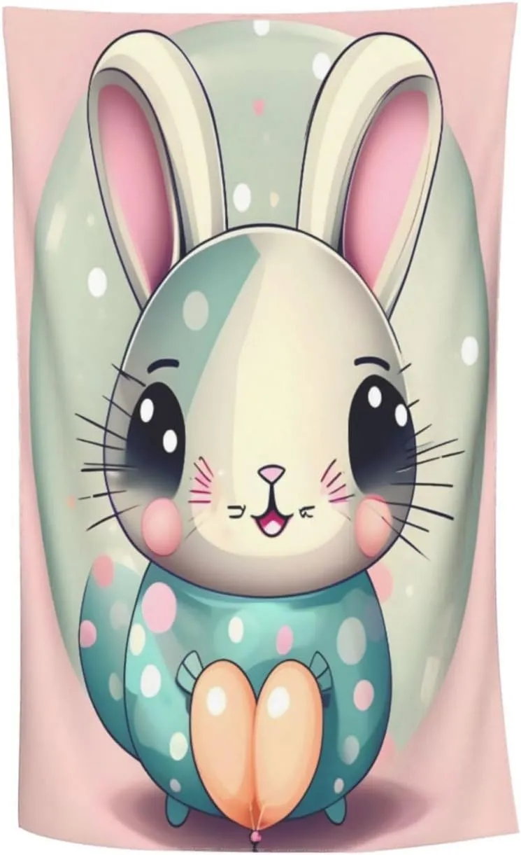 EkcoS Pink Cartoon Bunny Microfiber Absorbent Bath Towel,Soft and Absorbent, Towels for Bathroom, Gym, Hotel, and Spa (32x52inches)