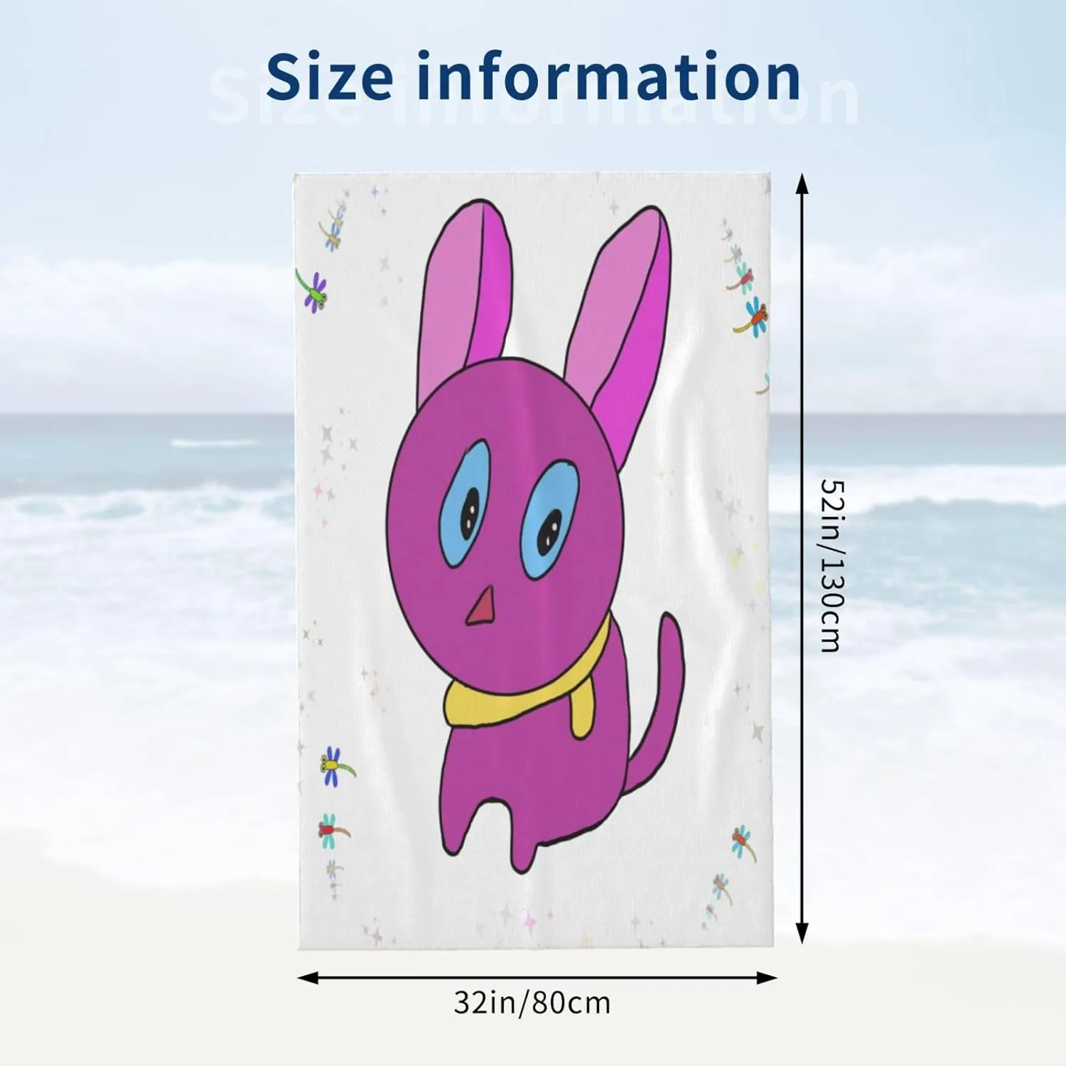 EkcoS Surprised Cartoon Bunny Microfiber Absorbent Bath Towel,Soft and Absorbent, Towels for Bathroom, Gym, Hotel, and Spa (32x52inches)