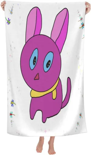 EkcoS Surprised Cartoon Bunny Microfiber Absorbent Bath Towel,Soft and Absorbent, Towels for Bathroom, Gym, Hotel, and Spa (32x52inches)