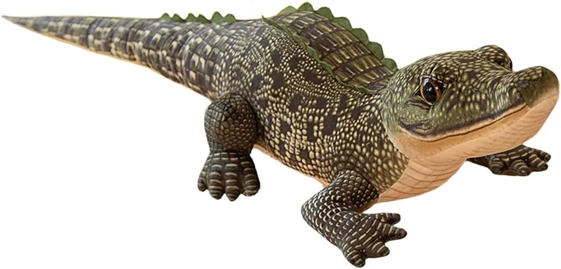 ELAINREN Lifelike Green Gator Stuffed Animals Realistic Big Crocodile Plush Toy Simulation Alligator Plushies Doll Gifts/39.3''