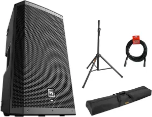 Electro-Voice ZLX-12BT 12" 2-Way 1000W Bluetooth Powered Loudspeaker (Black) with Steel Speaker Stand, Stand Bag 51"& XLR Cable Bundle