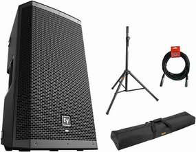 Electro-Voice ZLX-12BT 12" 2-Way 1000W Bluetooth Powered Loudspeaker (Black) with Steel Speaker Stand, Stand Bag 51"& XLR Cable Bundle