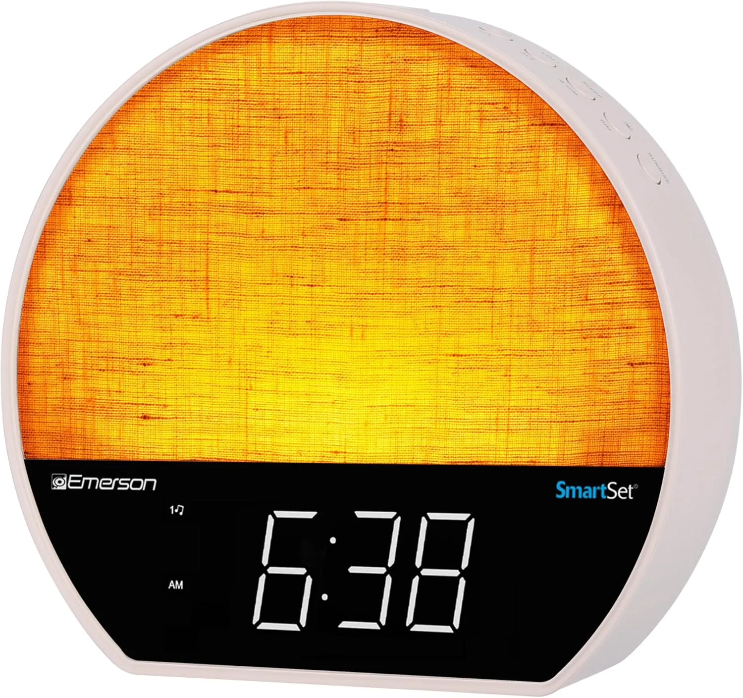 Emerson CKSS7071 Sunrise Smartset Alarm Clock Radio with 1.2" LED Display, White Noise, 6 Soothing Sounds, 8-Color Dimmable LED, Bluetooth Speaker, White