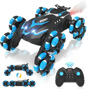 Eulogia 8WD Gesture Sensing RC Stunt Car, 2.4GHz RC Climbing Car with 8 Wheels, 360° Rotation, Drift, One Key Demo, Spray with Lights, All-Terrain RC Crawler Truck for 8-12 Years Boys as Present
