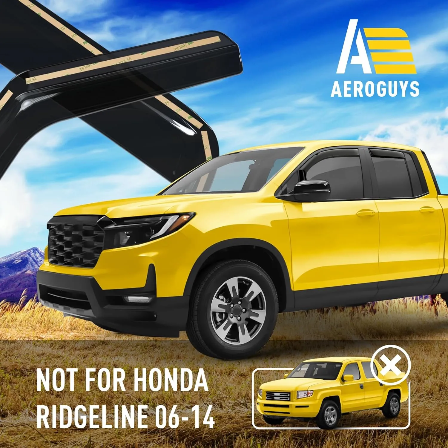 Extra Durable Window Deflectors in-Channel Window Visors Rain Guards Fit for Honda Ridgeline 2017-2025, Sun Visors, Wind Vent for Shades, Exterior Car Accessories - 4pcs. AG0725