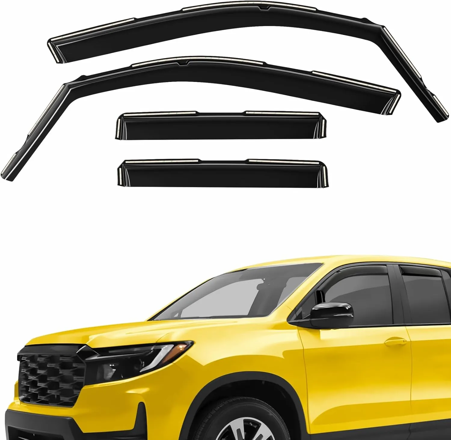 Extra Durable Window Deflectors in-Channel Window Visors Rain Guards Fit for Honda Ridgeline 2017-2025, Sun Visors, Wind Vent for Shades, Exterior Car Accessories - 4pcs. AG0725