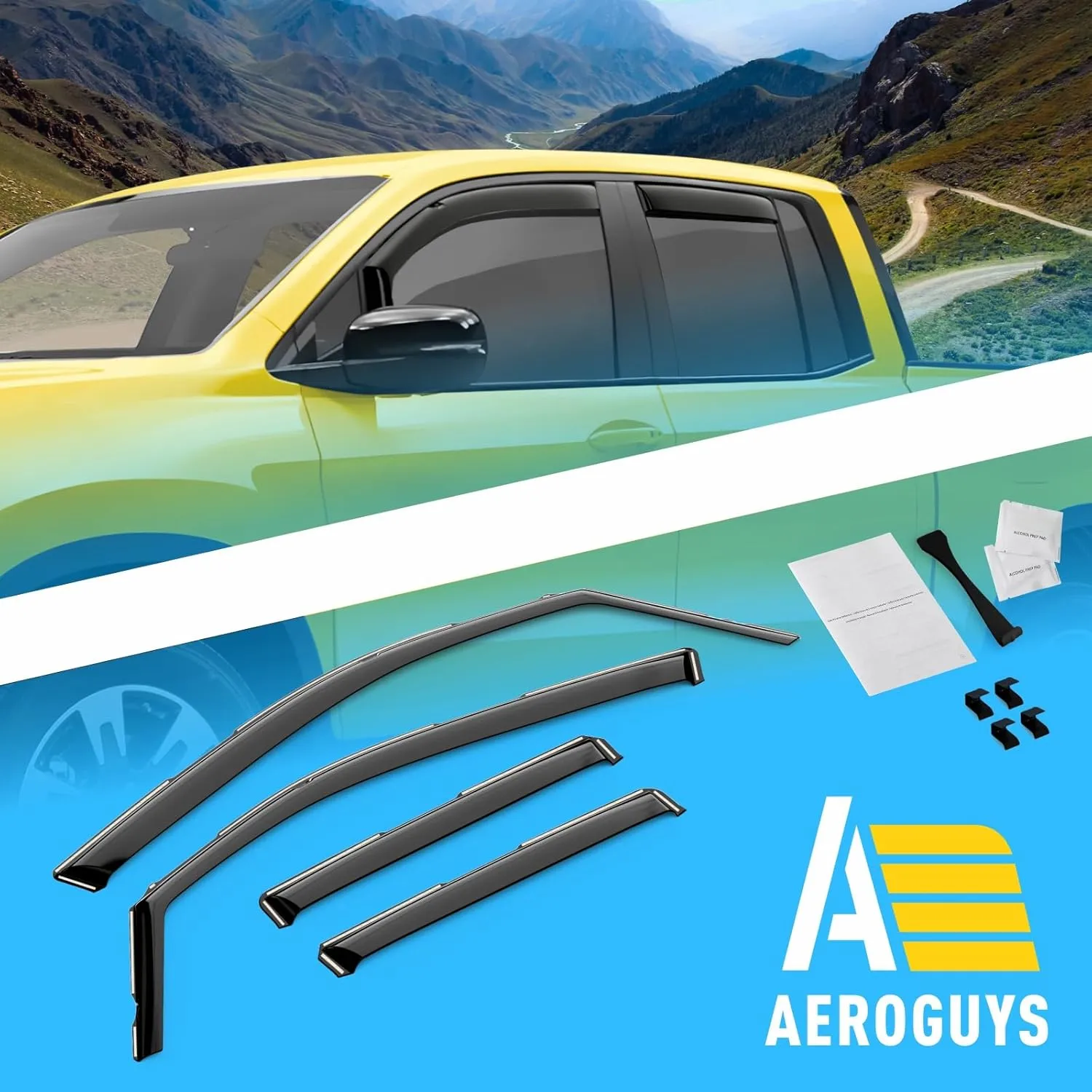 Extra Durable Window Deflectors in-Channel Window Visors Rain Guards Fit for Honda Ridgeline 2017-2025, Sun Visors, Wind Vent for Shades, Exterior Car Accessories - 4pcs. AG0725