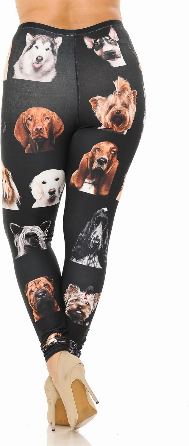 Extra Plus Size - Creamy Soft Premium Women's Laser Printed Skin Smoothing Leggings - 3X - 4X - 5X