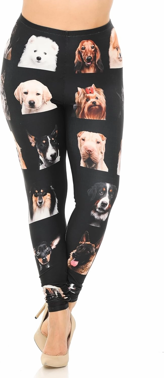 Extra Plus Size - Creamy Soft Premium Women's Laser Printed Skin Smoothing Leggings - 3X - 4X - 5X