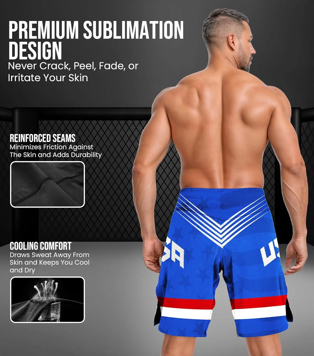Exxact Sports Pro MMA Shorts, No-Gi BJJ Jiu Jitsu Shorts for Men, Boxing, UFC, Cross Training, Kickboxing & Grappling Shorts.