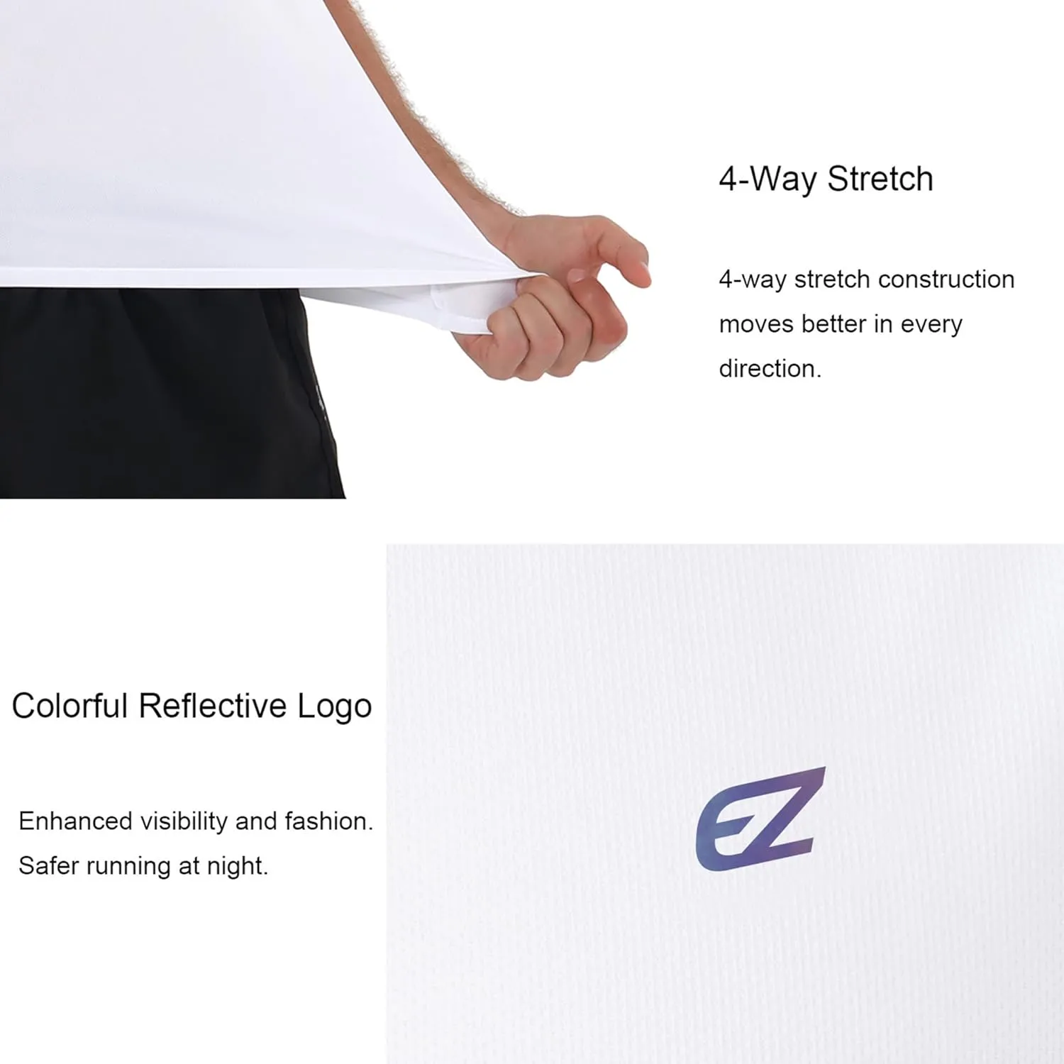 EZRUN Men's Tank Tops Quick Dry Workout Swim Beach Shirts Sleeveless Shirts for Bodybuilding Gym Fitness Training