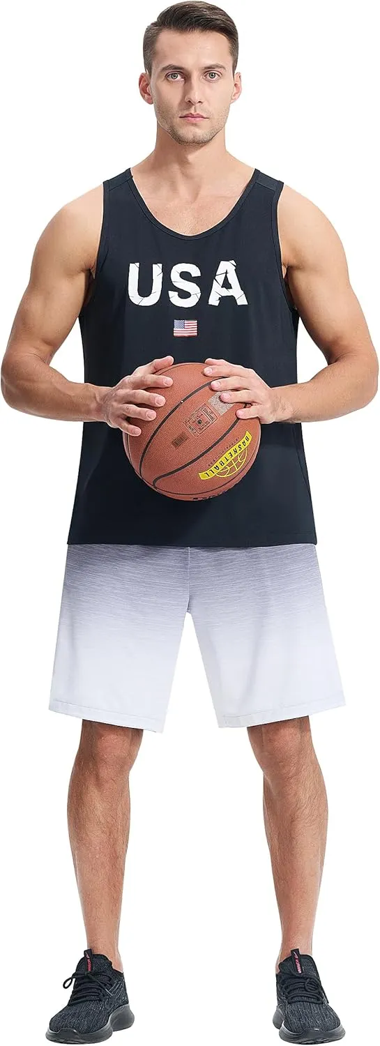 EZRUN Men's Tank Tops Quick Dry Workout Swim Beach Shirts Sleeveless Shirts for Bodybuilding Gym Fitness Training
