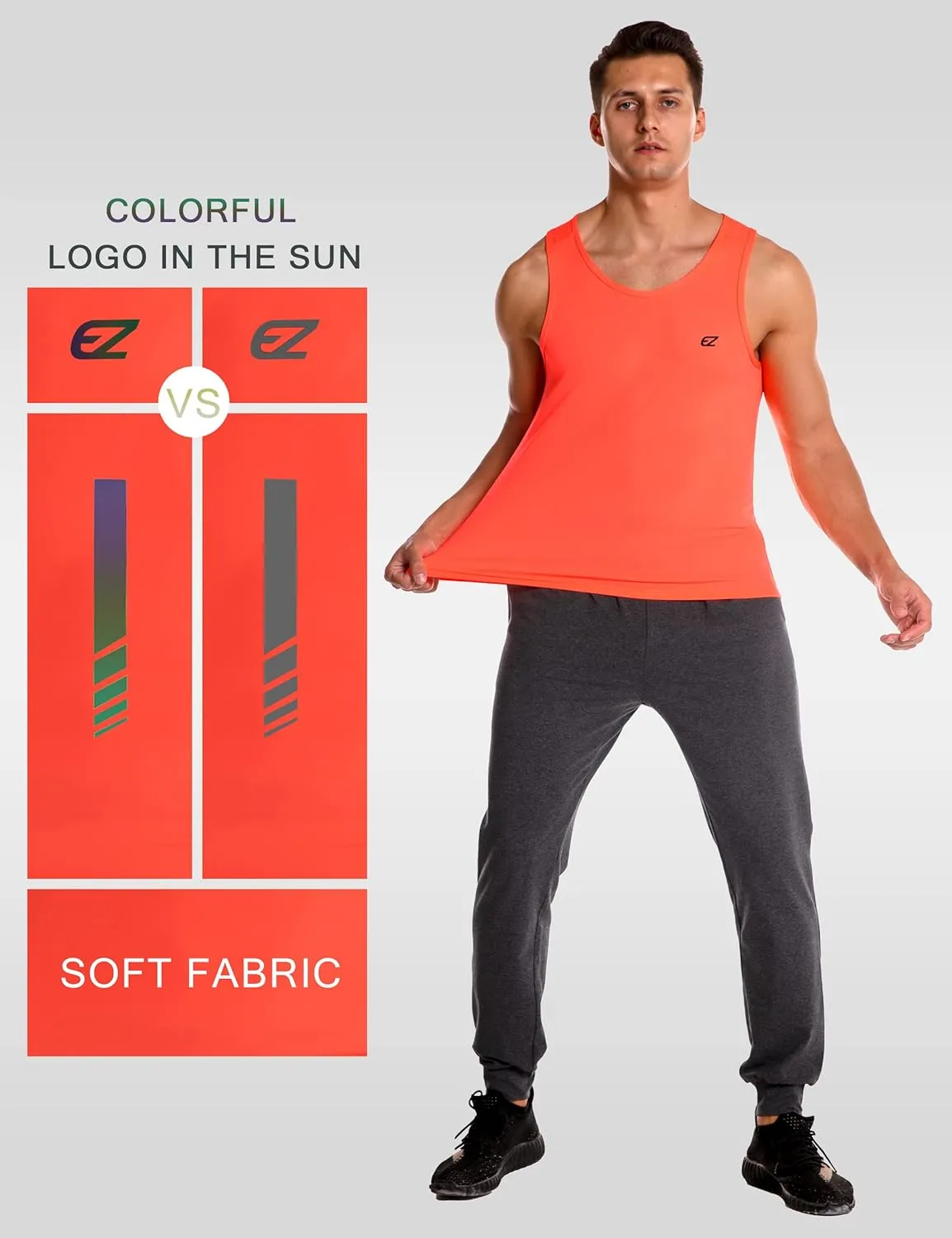 EZRUN Men's Tank Tops Quick Dry Workout Swim Beach Shirts Sleeveless Shirts for Bodybuilding Gym Fitness Training