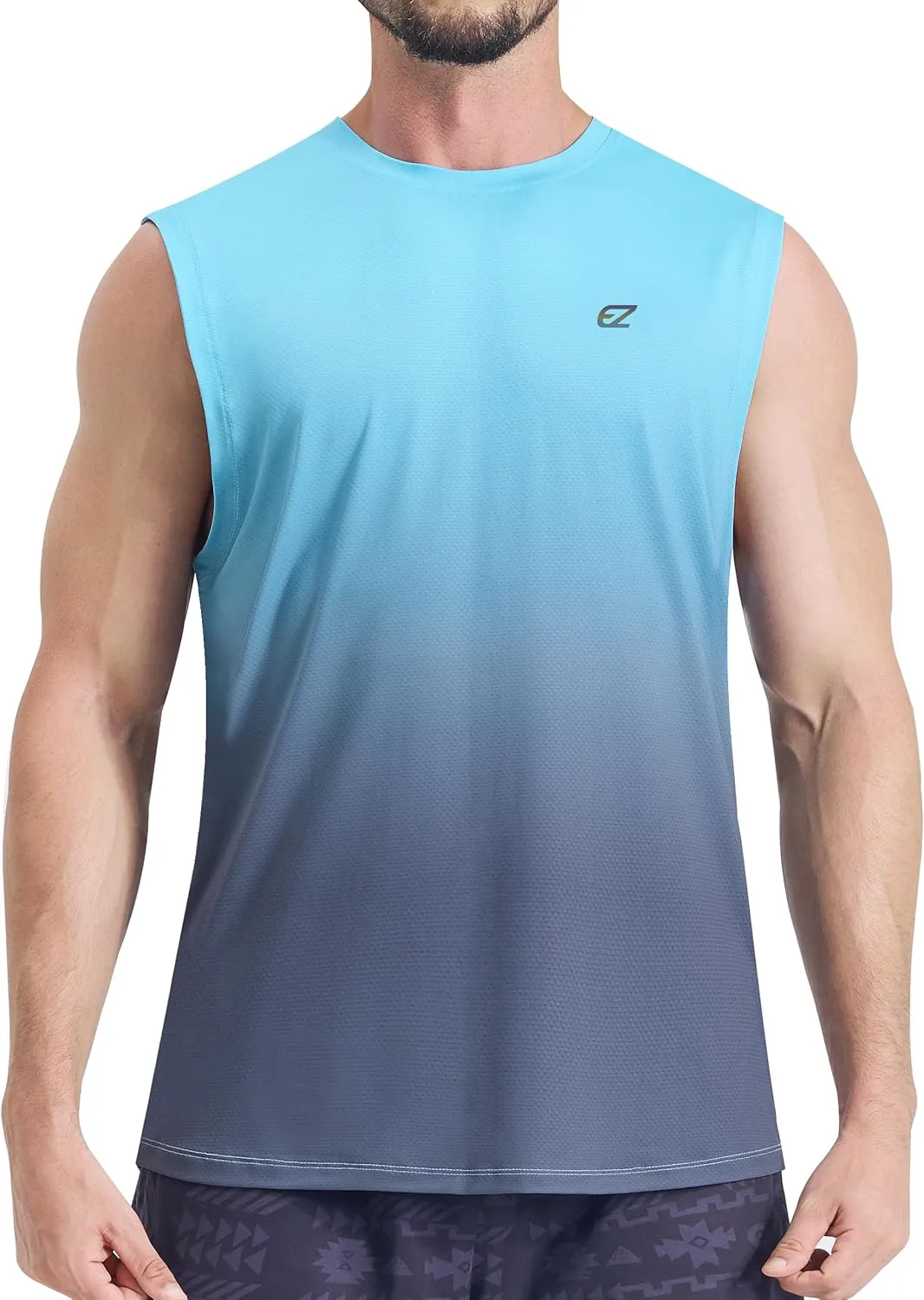 EZRUN Men's Workout Sleeveless Shirts Quick Dry Muscle Swim Shirt Gym Fitness Running Beach Tank Tops
