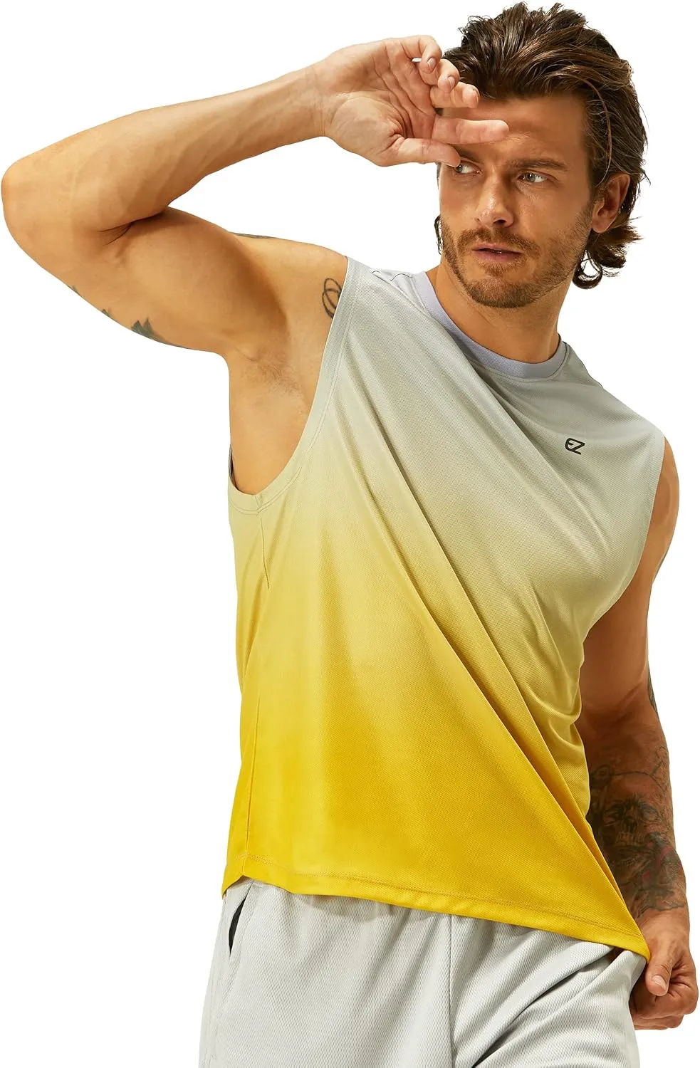 EZRUN Men's Workout Sleeveless Shirts Quick Dry Muscle Swim Shirt Gym Fitness Running Beach Tank Tops