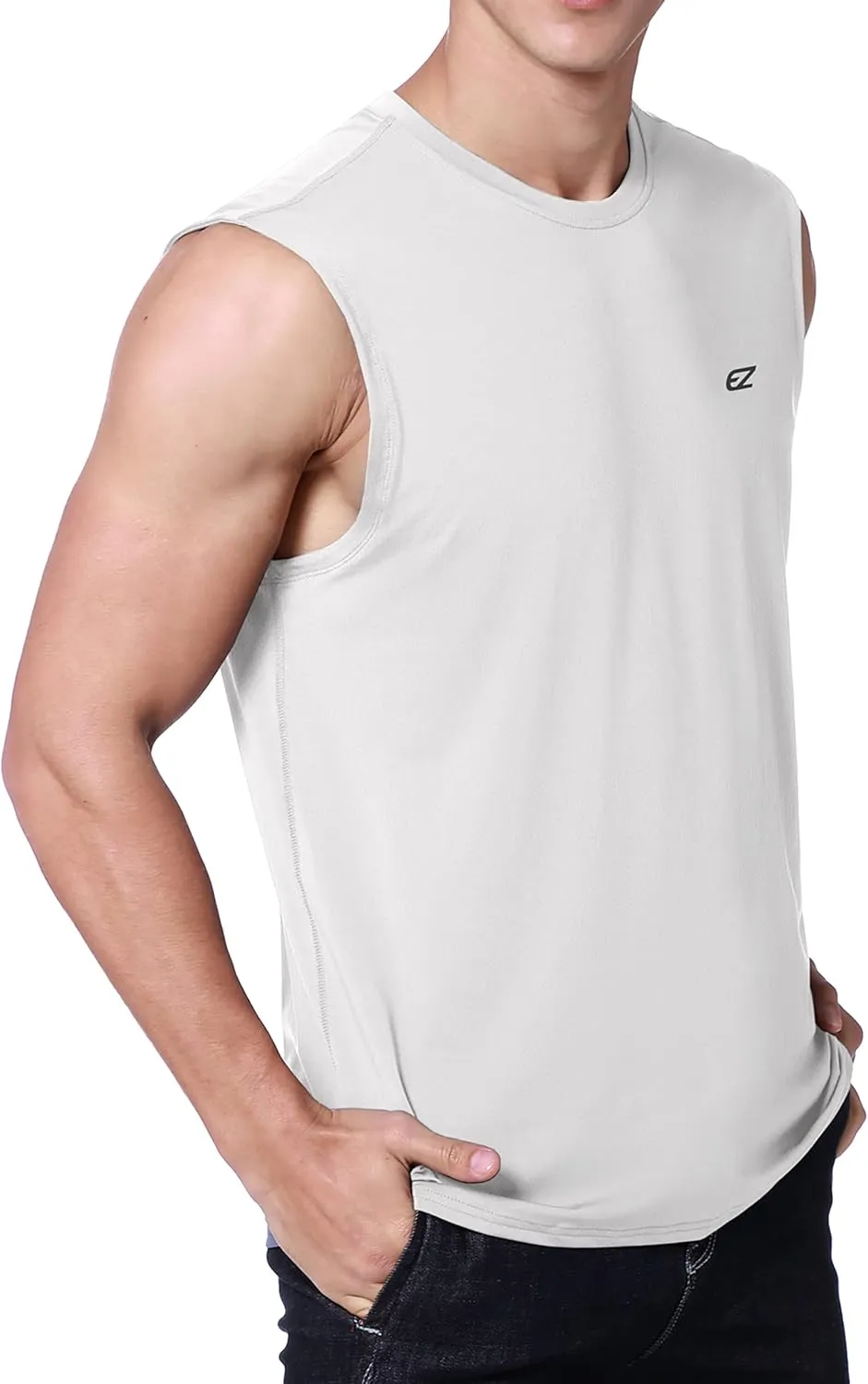 EZRUN Men's Workout Sleeveless Shirts Quick Dry Muscle Swim Shirt Gym Fitness Running Beach Tank Tops