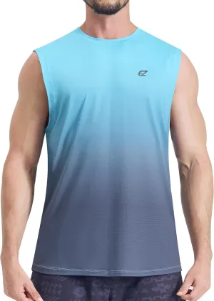 EZRUN Men's Workout Sleeveless Shirts Quick Dry Muscle Swim Shirt Gym Fitness Running Beach Tank Tops