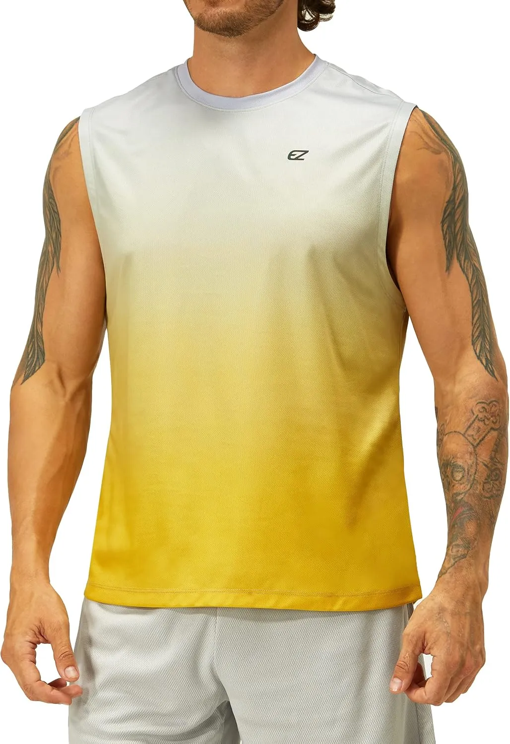 EZRUN Men's Workout Sleeveless Shirts Quick Dry Muscle Swim Shirt Gym Fitness Running Beach Tank Tops