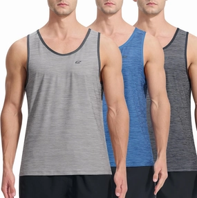 EZRUN Men's Tank Tops Quick Dry Workout Gym Sleeveless Shirts Summer Running Athletic Swim Shirts