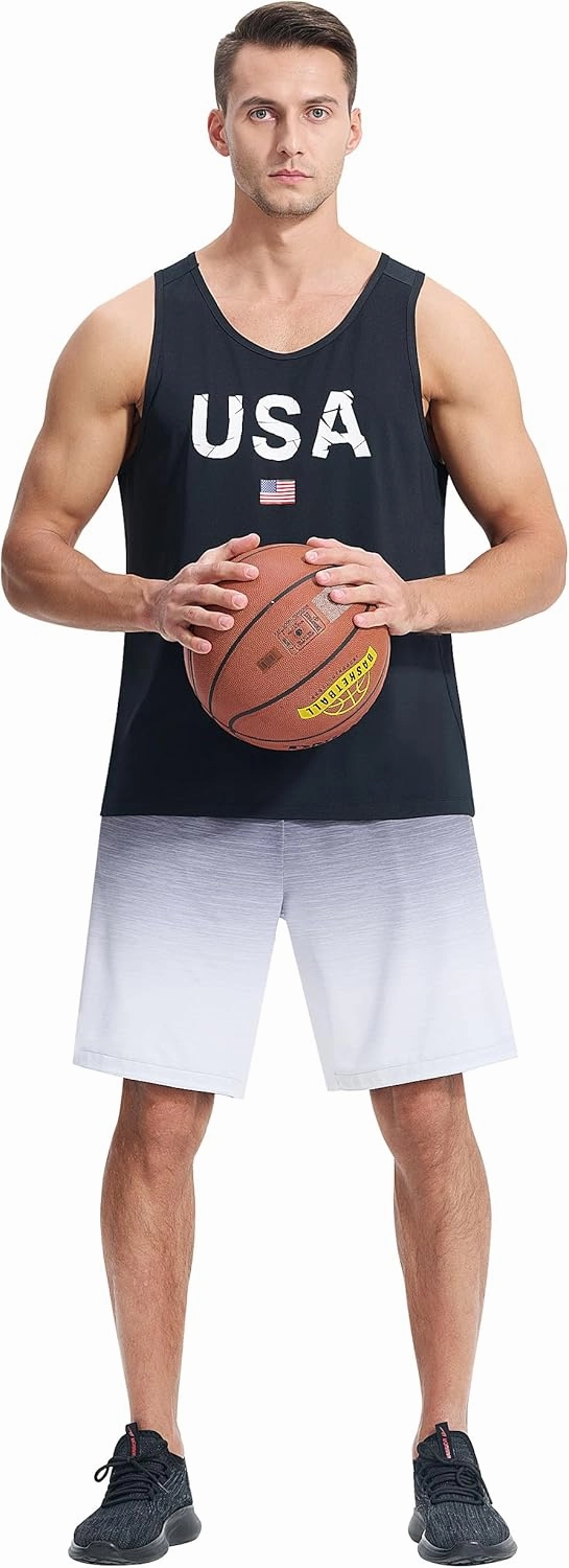 EZRUN Men's Tank Tops Quick Dry Workout Swim Beach Shirts Sleeveless Shirts for Bodybuilding Gym Fitness Training