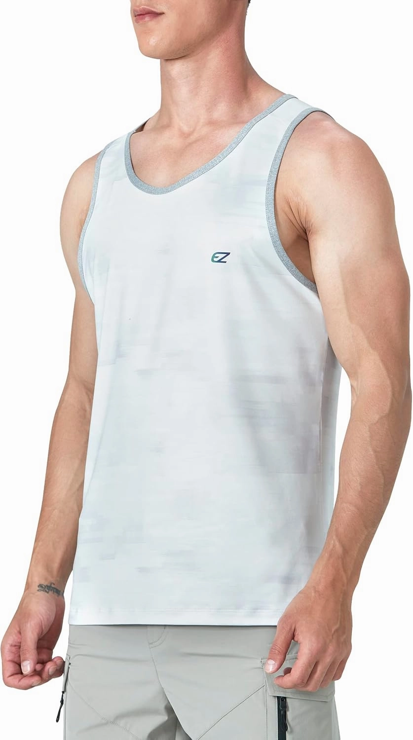 EZRUN Men's Tank Tops Quick Dry Workout Swim Beach Shirts Sleeveless Shirts for Bodybuilding Gym Fitness Training