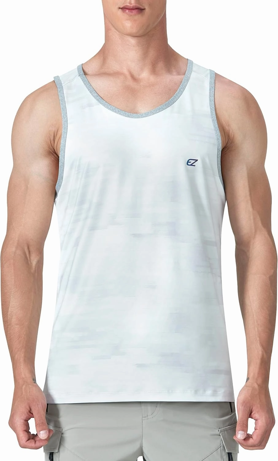 EZRUN Men's Tank Tops Quick Dry Workout Swim Beach Shirts Sleeveless Shirts for Bodybuilding Gym Fitness Training