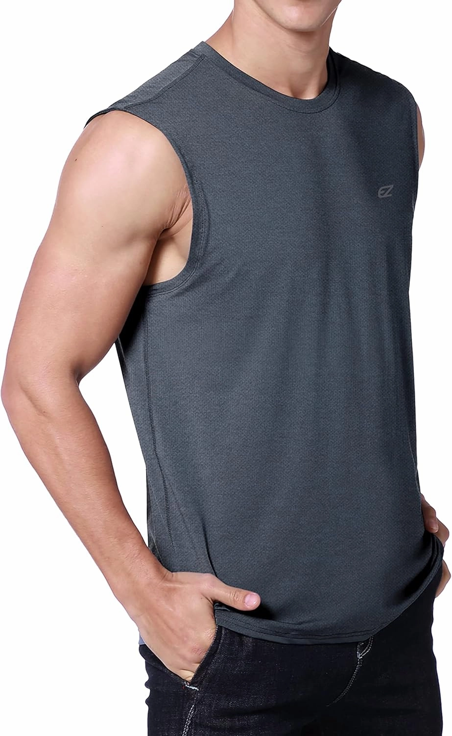 EZRUN Men's Workout Sleeveless Shirts Quick Dry Muscle Swim Shirt Gym Fitness Running Beach Tank Tops