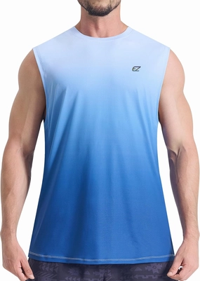 EZRUN Men's Workout Sleeveless Shirts Quick Dry Muscle Swim Shirt Gym Fitness Running Beach Tank Tops