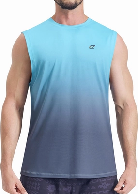 EZRUN Men's Workout Sleeveless Shirts Quick Dry Muscle Swim Shirt Gym Fitness Running Beach Tank Tops