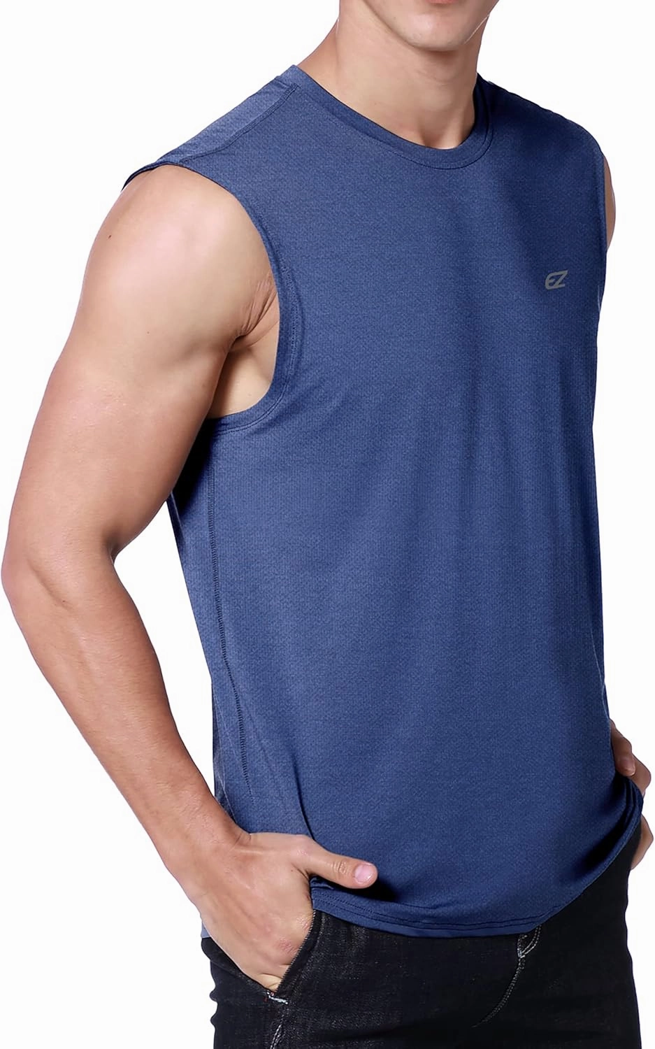 EZRUN Men's Workout Sleeveless Shirts Quick Dry Muscle Swim Shirt Gym Fitness Running Beach Tank Tops