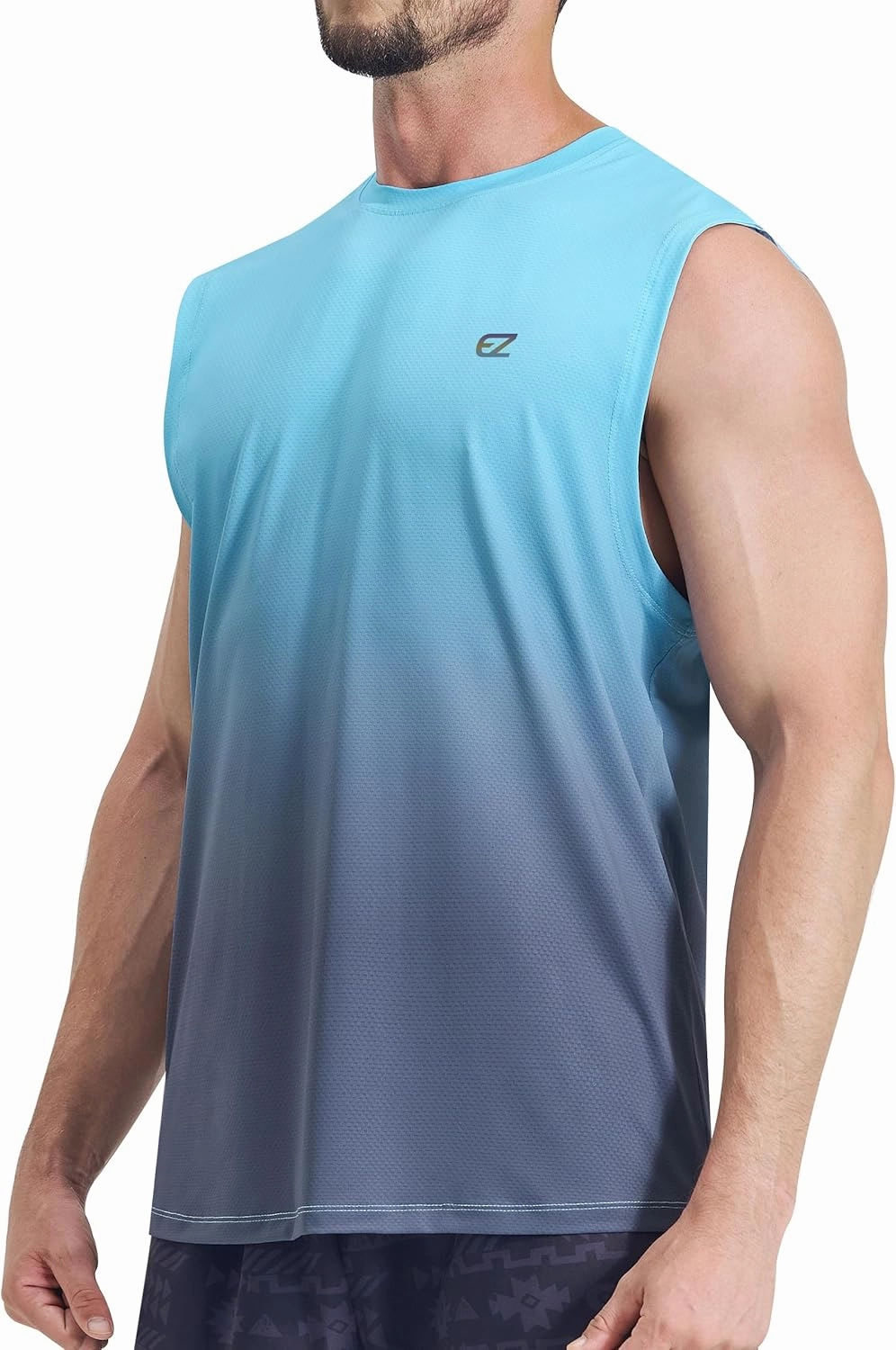 EZRUN Men's Workout Sleeveless Shirts Quick Dry Muscle Swim Shirt Gym Fitness Running Beach Tank Tops