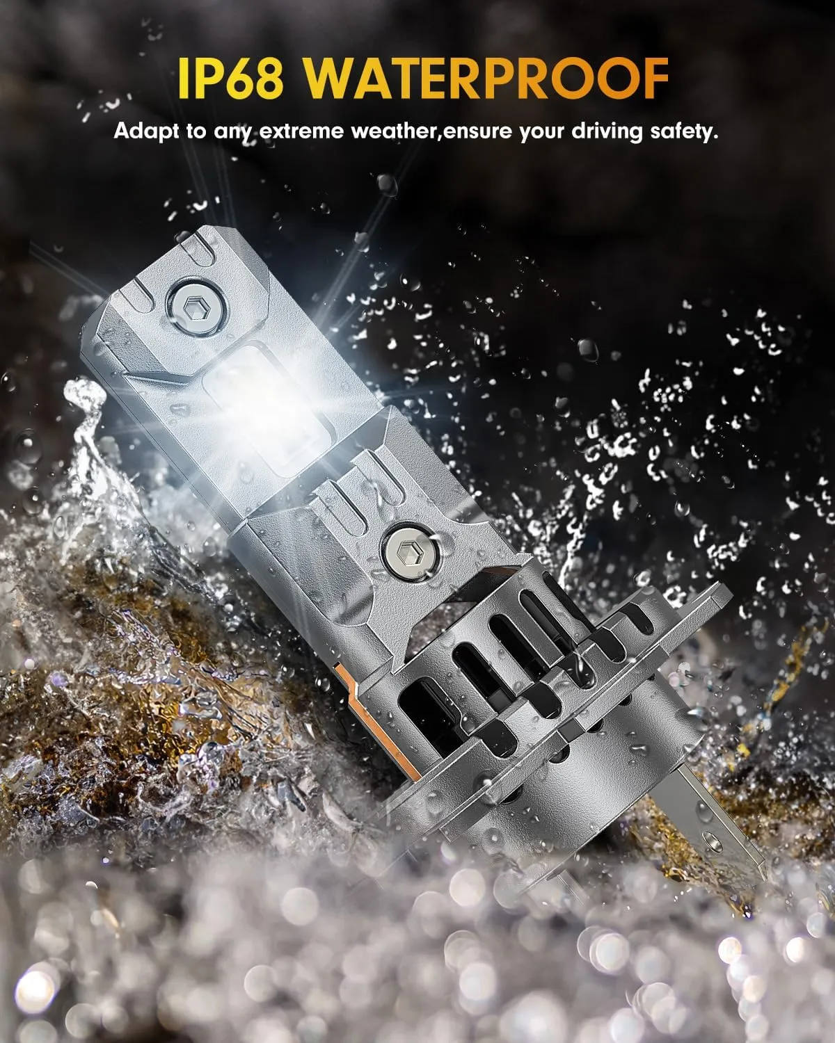 FAHREN Lastest & Brightest H7 Bulbs, (1000%) 10X 45000LM Ultra Bright 6500K H7 fog light, Mini Size No Adapter Needed,IP68 Waterproof,Plug and Play, Pack of 2