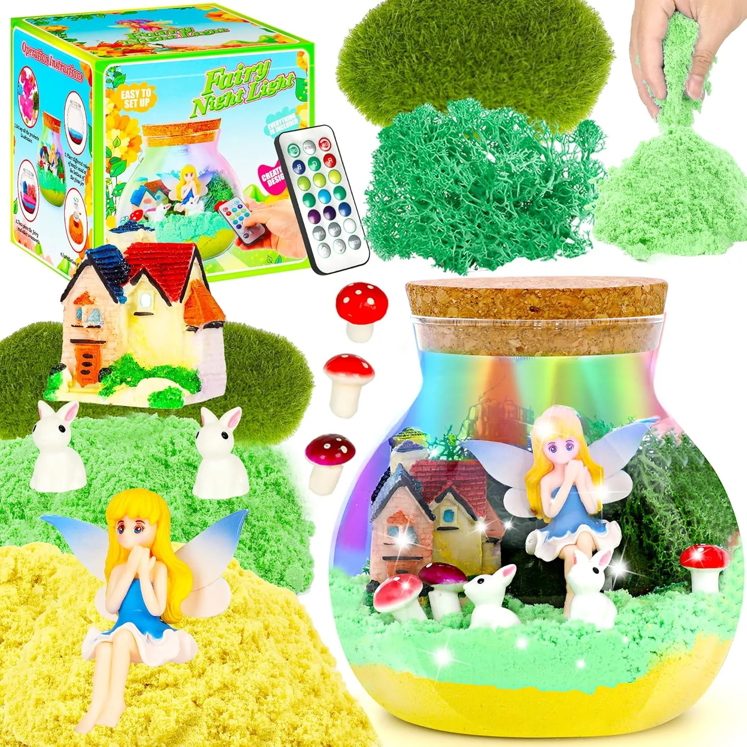 Fairy Gifts for Girls - Light up Fairy Terrarium Crafts Kit for Kids - DIY Fairy Arts & Crafts Toy - Holiday Birthday Gifts for Kids Age 4 5 6 7 8 9 10 11 12 Year Old Girl Gift…
