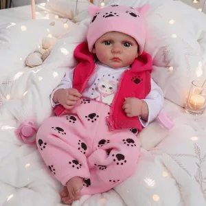 FANCCI Realistic Reborn Baby Dolls,18 Inch Lifelike Newborn Baby Doll Real Life Baby Dolls Soft Weighted Reborn Doll Christmas or Birthday Gift Toys for 3  Years (Girl/Cloth Body)