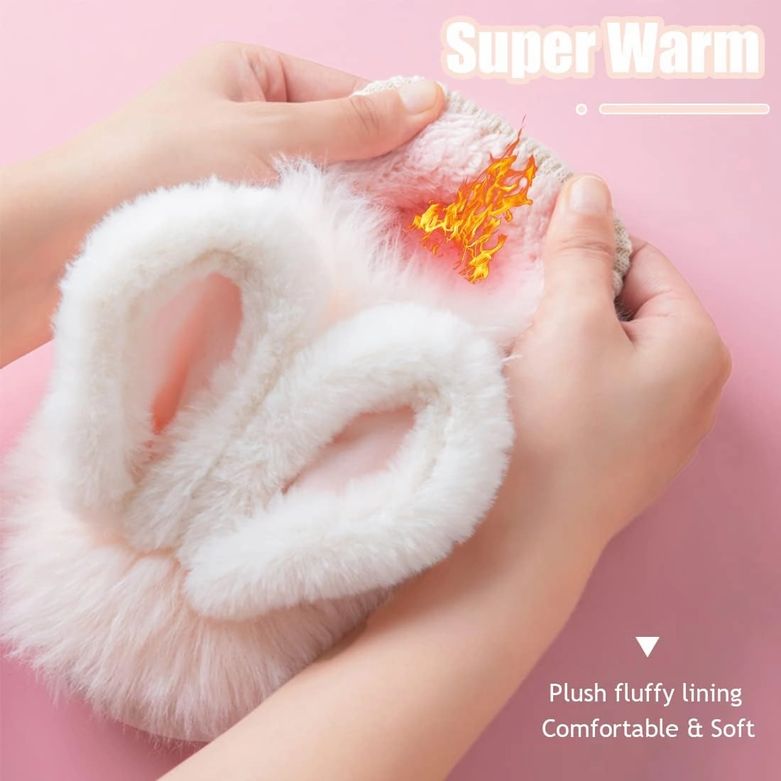 Fiedaz Girls Cute Bunny House Slippers Plush Fluffy Cozy Kids Funny Rabbit Warm Non-Slip Bedroom Slippers Pink Blue