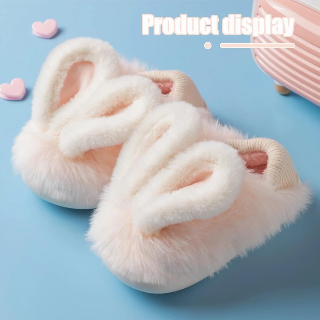Fiedaz Girls Cute Bunny House Slippers Plush Fluffy Cozy Kids Funny Rabbit Warm Non-Slip Bedroom Slippers Pink Blue