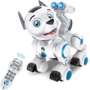 fisca Remote Control Robotic Dog RC Interactive Intelligent Walking Dancing Programmable Robot Puppy Toy Electronic Pets with Light and Sound for Kids Age 6, 7, 8, 9, 10 and Up Years Old