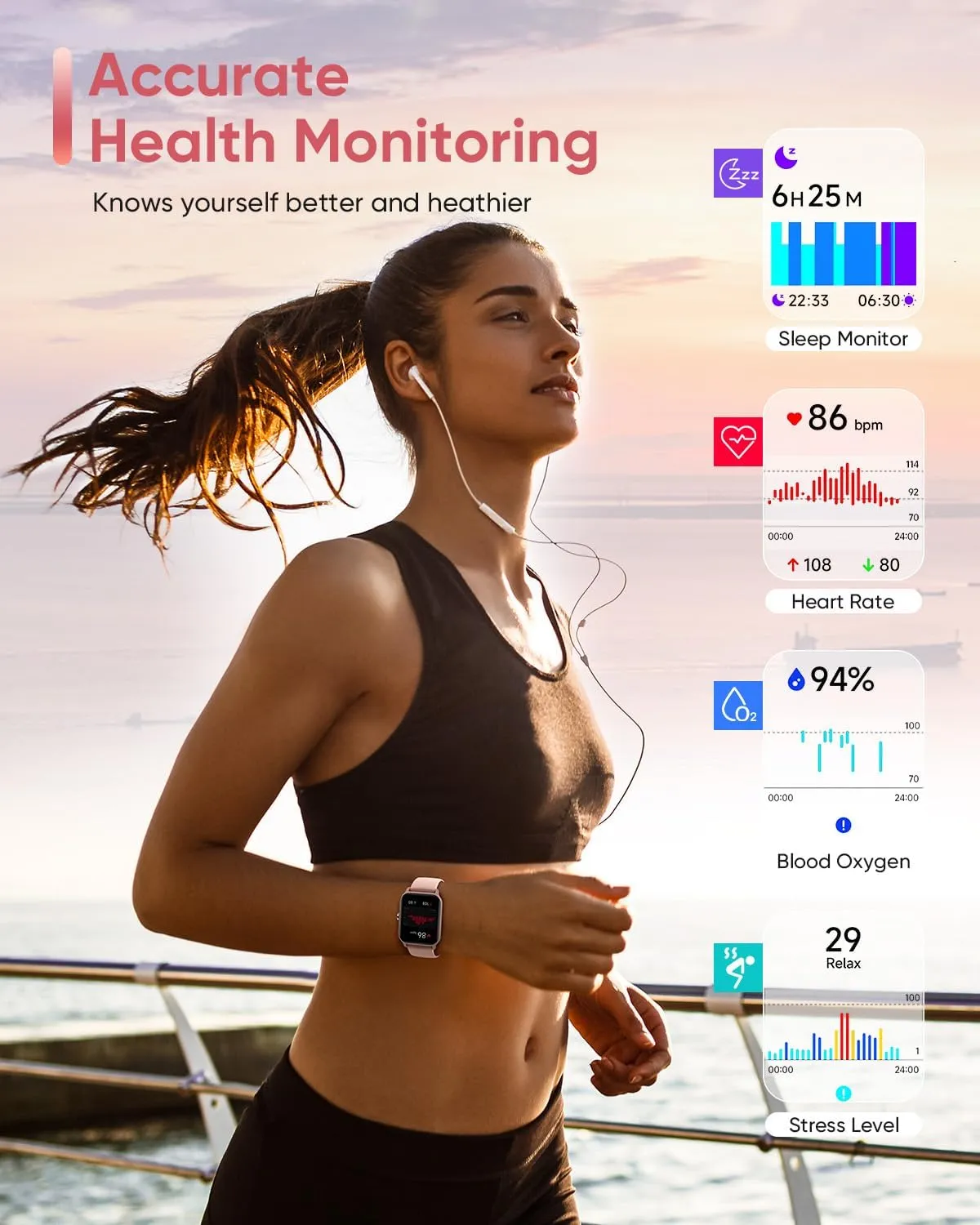 Fitpolo Smart Watch for Women Android & iPhone, Alexa Built-in [1.8" HD Screen] IP68 Waterproof Fitness Watch with Bluetooth Call (Answer/Make), Heart Rate/Sleep/SpO2 Monitor, 105 Sports Trackers