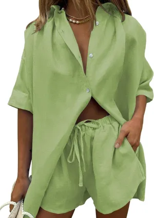 Fixmatti Women 2 Piece Outfit Summer Short Sleeve Top and Shorts Sweatsuit Set