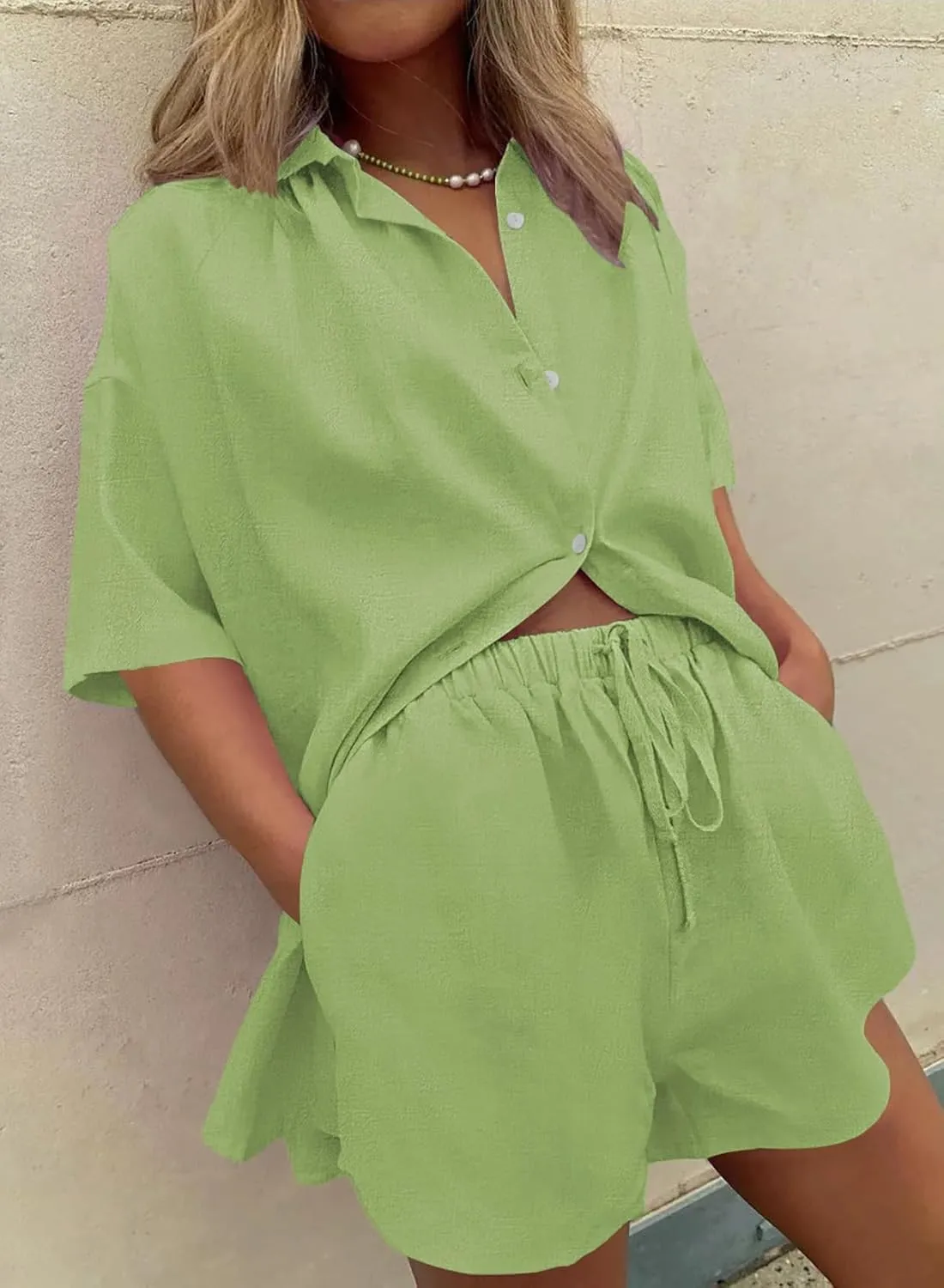 Fixmatti Women 2 Piece Outfit Summer Short Sleeve Top and Shorts Sweatsuit Set