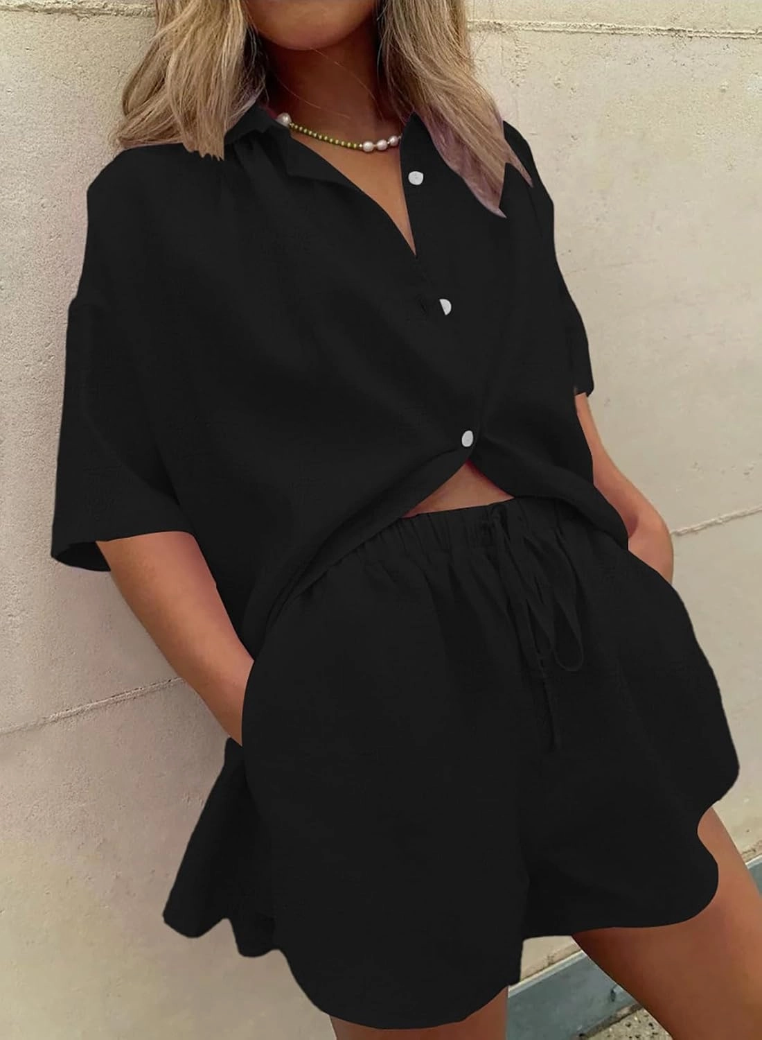 Fixmatti Women 2 Piece Outfit Summer Short Sleeve Top and Shorts Sweatsuit Set
