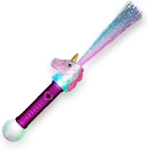 FlashingBlinkyLights Set of 4 Light Up Unicorn Wands with Color Changing Fiber Optic LED Lights Magic Wands for Girls