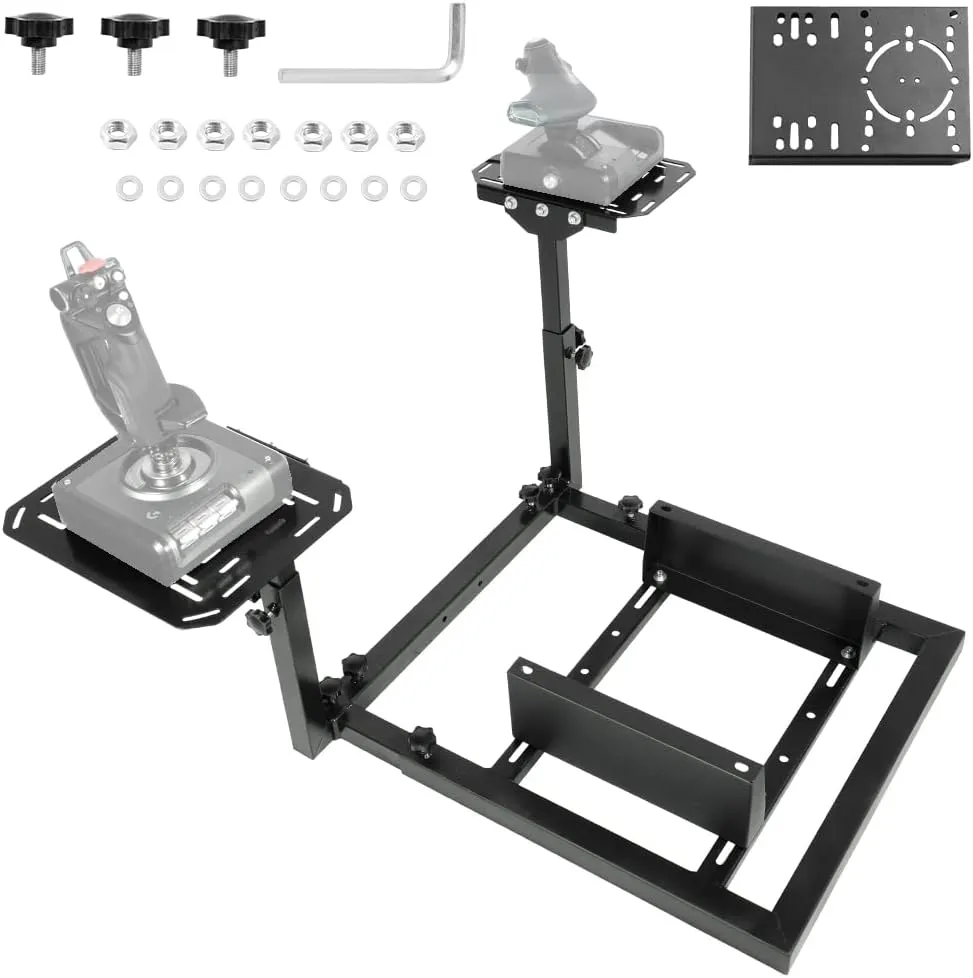 Flight Game Mount with Seat Bracket with Multiple Shift Lever Panels fit Logitech Thrustmaster Saitek Honeycomb, Steering Wheel Pedal Shifter Seat not Included
