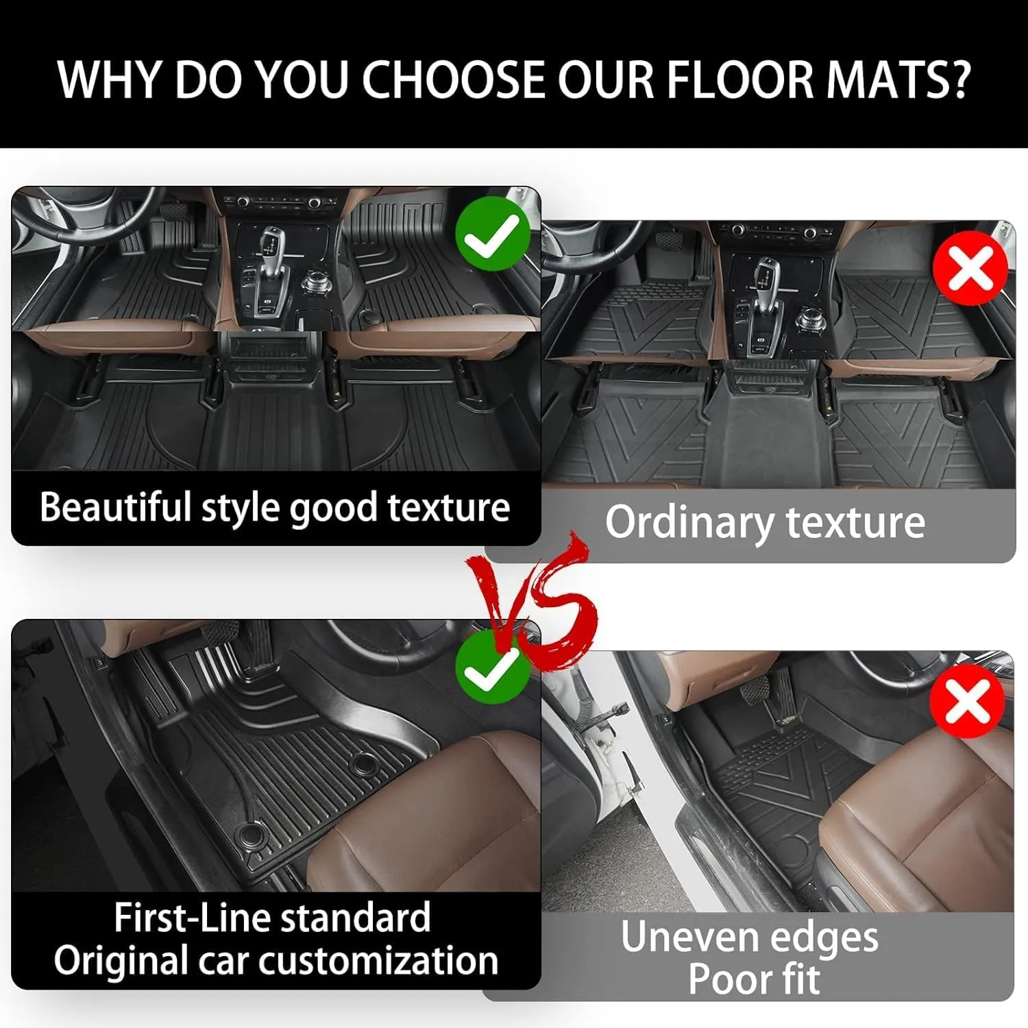 Floor Mats & Cargo Liner & Backrest Mat Compatible with BMW X5 2014-2018: All Weather Floor Mat X5 TPE Accessories Trunk Mat Back Seat Cover Protector Full Set