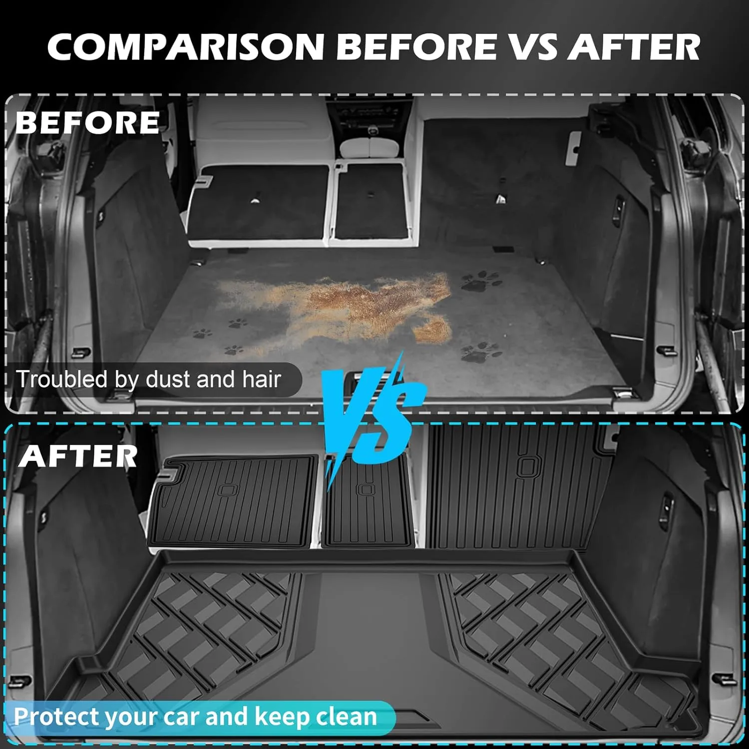 Floor Mats & Cargo Liner & Backrest Mat Compatible with BMW X5 2014-2018: All Weather Floor Mat X5 TPE Accessories Trunk Mat Back Seat Cover Protector Full Set