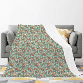 Flowers Graffiti Soft Lightweight Throw Blankets Warm Plush Blankets and Throws Couch Sofa Bed Camping Travel Picnic Outdoor Blanket Garden Spring Branches Pattern Red Green 50x60 inch