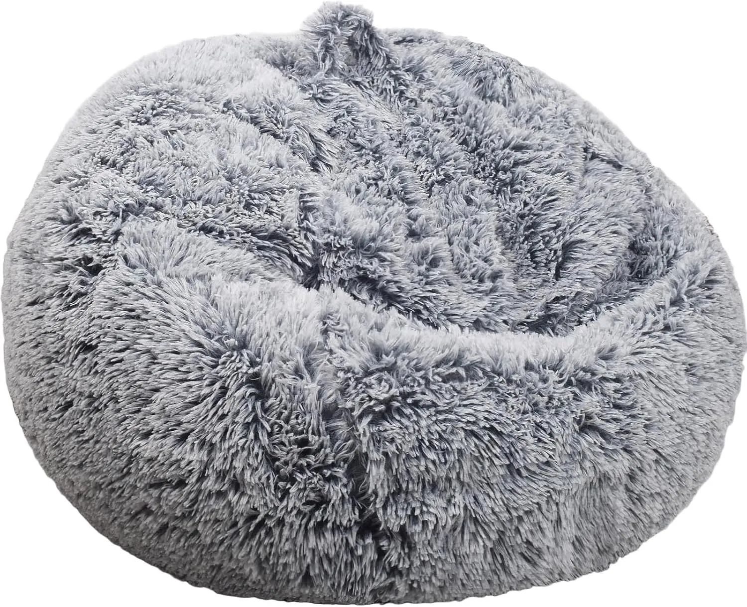 Fluffy Stuffed Animal Storage Bean Bag Chair Cover (No Filler), Faux Fur Comfy Bean Bag Cover for Organizing Plush Toys or Textile, for Adults Teens Kids Girls, Gray