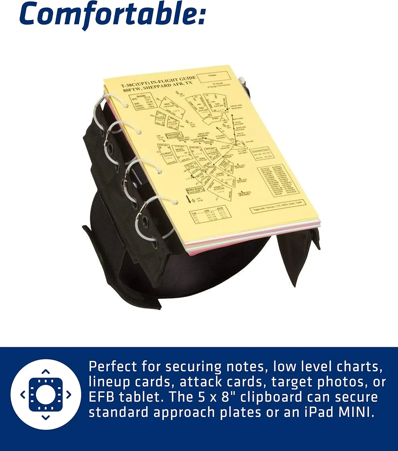 FlyBoys - Classic Kneeboard - for Professional Pilots - Durable Design - Clipboard, Tablet & Pen Holder - Flexible & Comfortable - Aviation & Flight Gear - Versatile for Checklists & More - Black