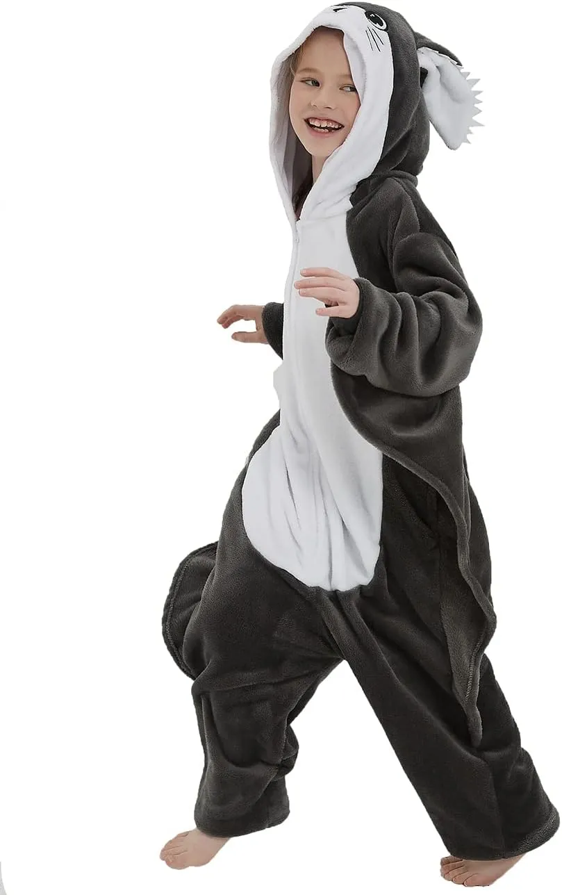 Flying Squirrel Onesie Kids Plush Animal Costume One Piece Pajamas Girls Teen Halloween Cosplay Sleepwear